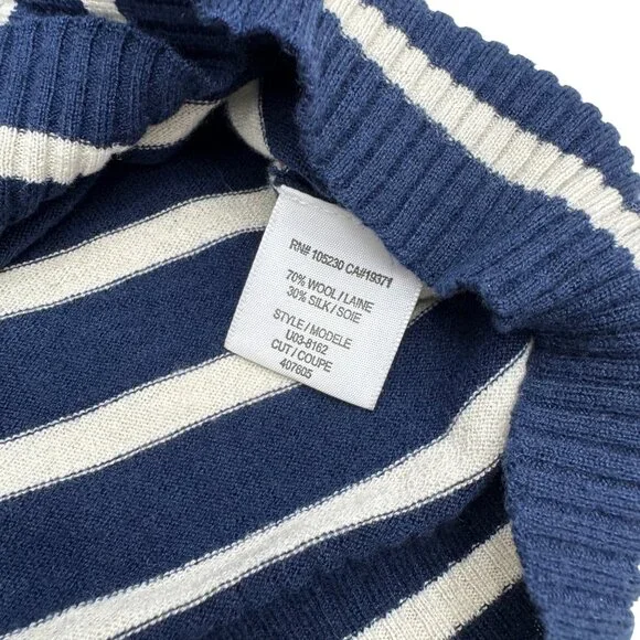 Joie Women's Wool Silk Blue White Striped Full Zip Hoodie Jacket, Size L - Picture 4 of 7